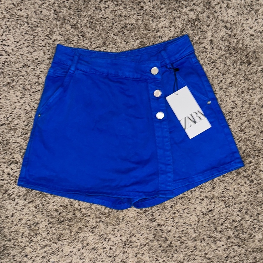 Zara Shorts | Buttoned Skort | Color: Blue | Size: XS